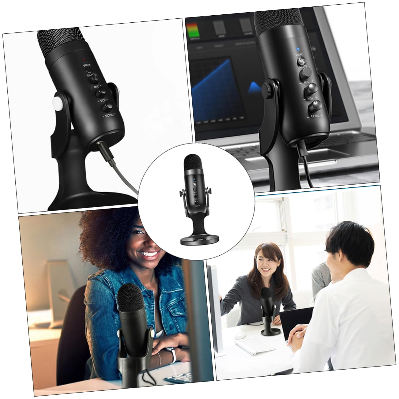 VICASKY 1pièce Microphone USB Condensateur De Bureau Noir pour Enregistrement Streaming Et Gaming Microphone De Haute Bruit