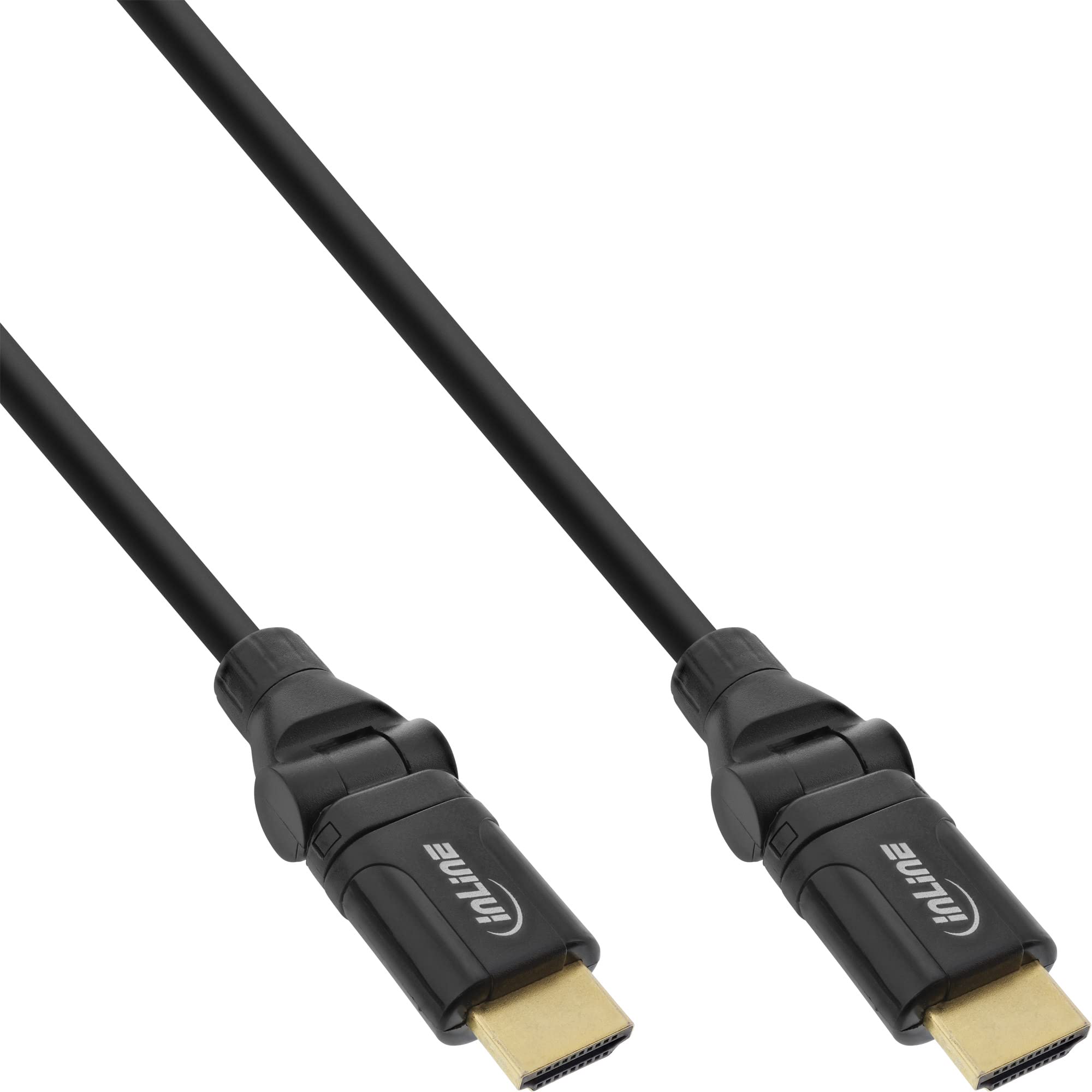InLine 17011 W HDMI Cable High Speed Ethernet, Male to Male Flexible Angled Connector 1.5 m Black with Gold-Plated Contacts