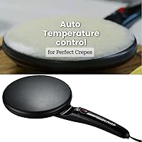 Vista 3 de Máquina eléctrica de crepas de 8 pulgadas, sartén antiadherente con mango largo, control automático de temperatura, calentamiento rápido de 800 W