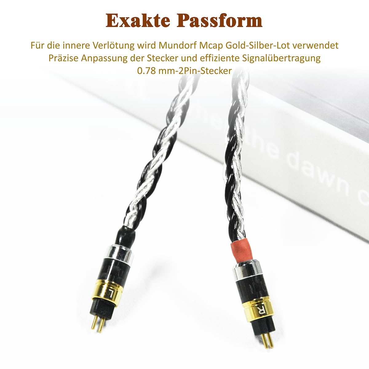 GUCraftsman 0.78mm 2-Pin-In-Ear-Kabel für 64 Audio U4s, U6t, Vision Ears‌ VE2, VE5, Empire Ears Raven – 16-adriges IEM-Upgrade-Kabel in 7N Einkristall-Silber/Kupfer-Mischverflechtung (4,4 mm Stecker)
