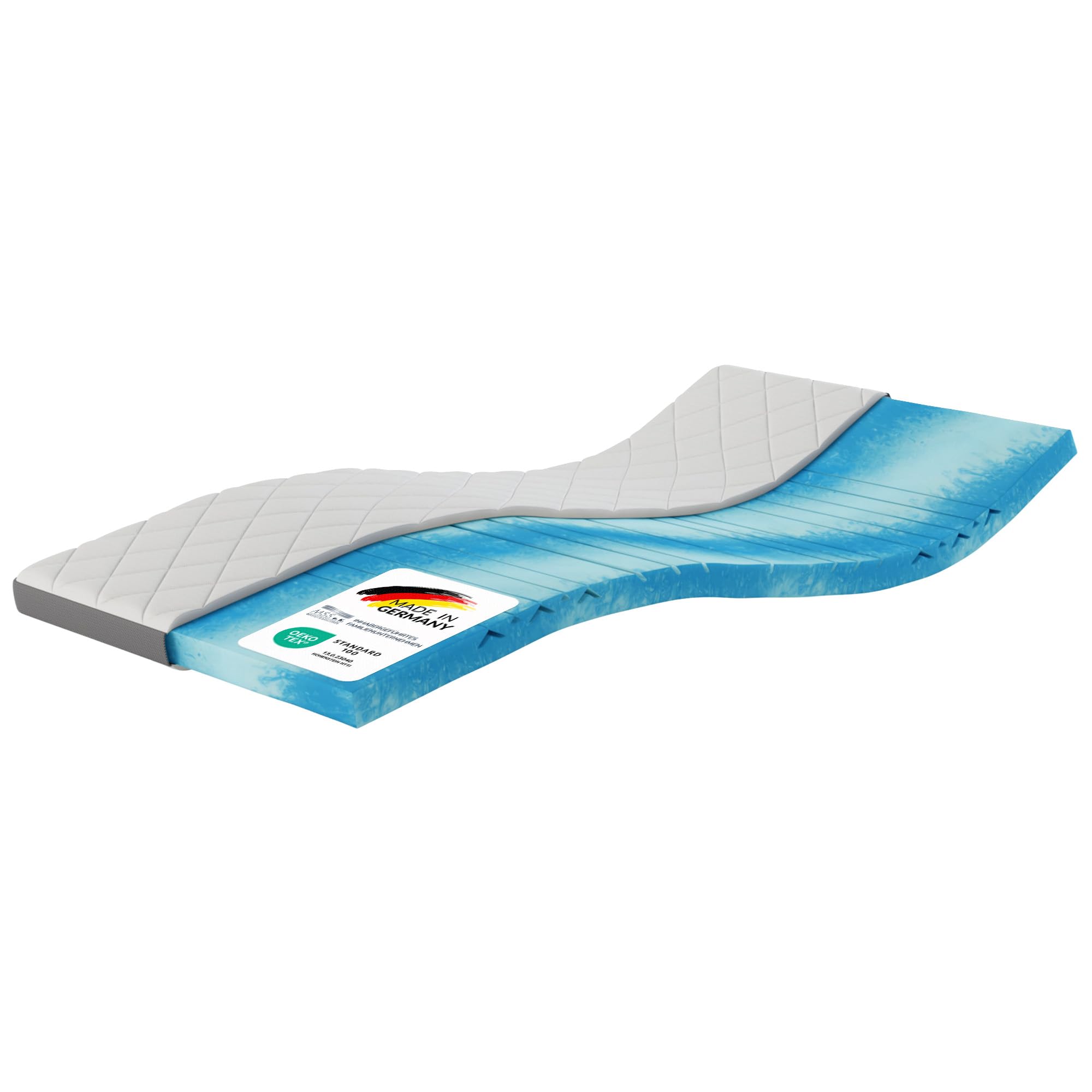 MSS e.K. Karo Gel 7 Zonen Premium Matratzentopper 80x200 cm, Topper aus Gelschaum, rutschfeste Memory Foam Bettauflage mit atmungsaktivem Bezug, weiche Matratzenauflage 80 x 200 x 8 cm