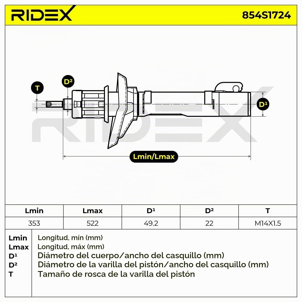 RIDEX 854S1724 2x Amortiguador Delantero Trasero Compatible con VW Golf 4 Hatchback 1J1