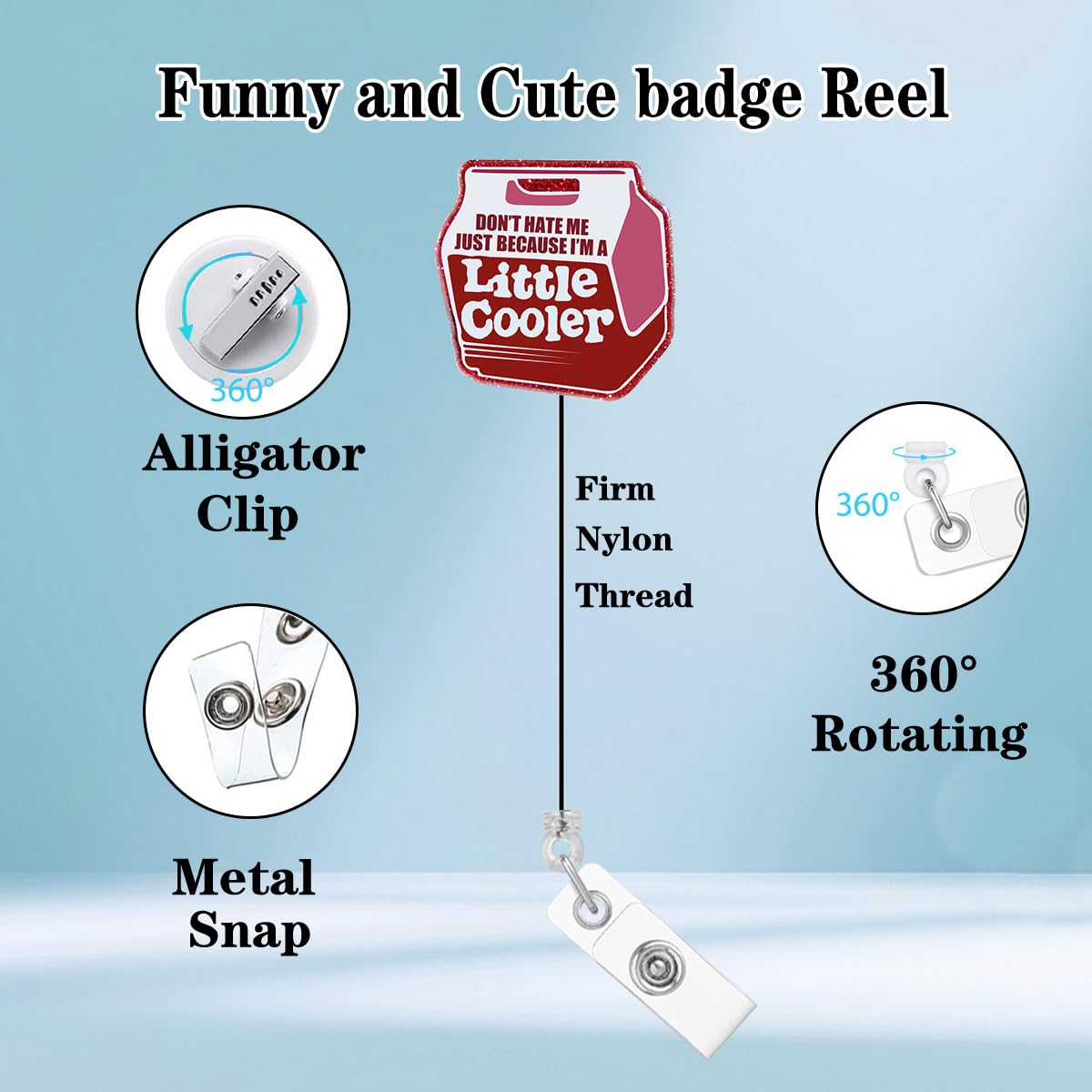 Funny Nurse Badge Reel - 'Don't Hate Me Because I'm A Little Cooler' Retractable ID Holder With 24" Cord & Alligator Clip - View #4