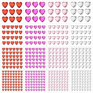 516PCS Heart Face Gems Pink Heart Rhinestones Self Adhesive Acrylic Heart Jewels for Hair Body Bling Crystal Heart Stickers for Wedding Valentine’s Day Decoration Nail Art DIY Craft (6/10/12/18mm)