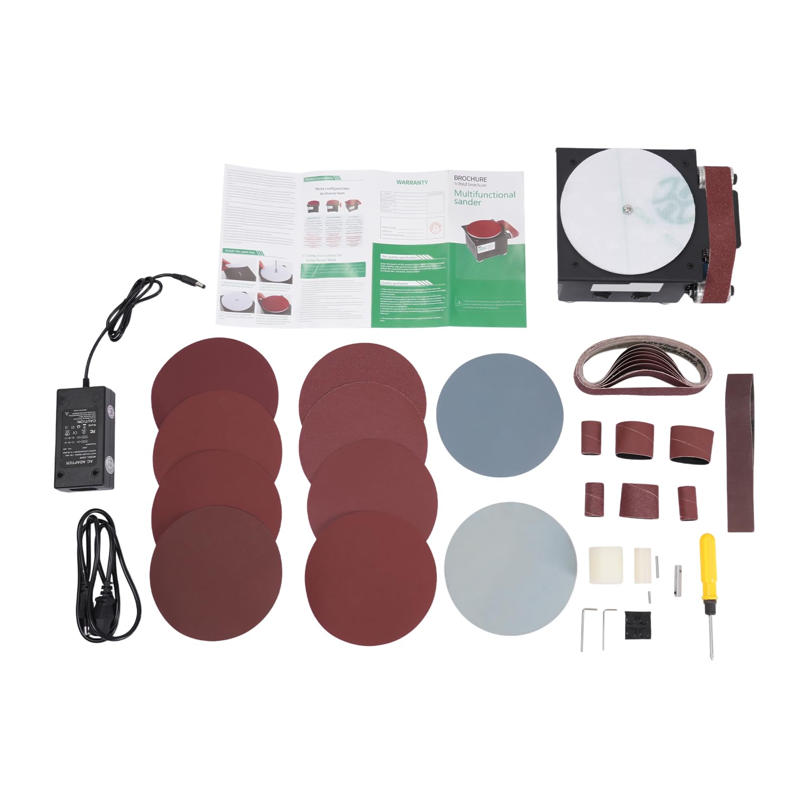 Mini banda y lijadora de disco 3 en 1, 100 W, 7 velocidades variables, afilador de bordes eléctrico, disco de lijado de 150 mm, cinturón de arena, 30 x 380 mm, lijadora de husillo para acero