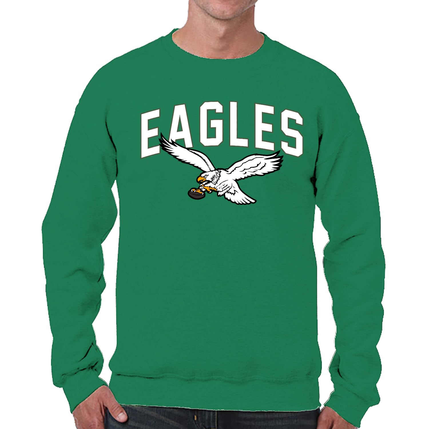 Team Fan Apparel NFL Home Team Crew - Adult Pro Football Fleece Pullover Sweatshirt For Men & Women, Kelly Green, Large