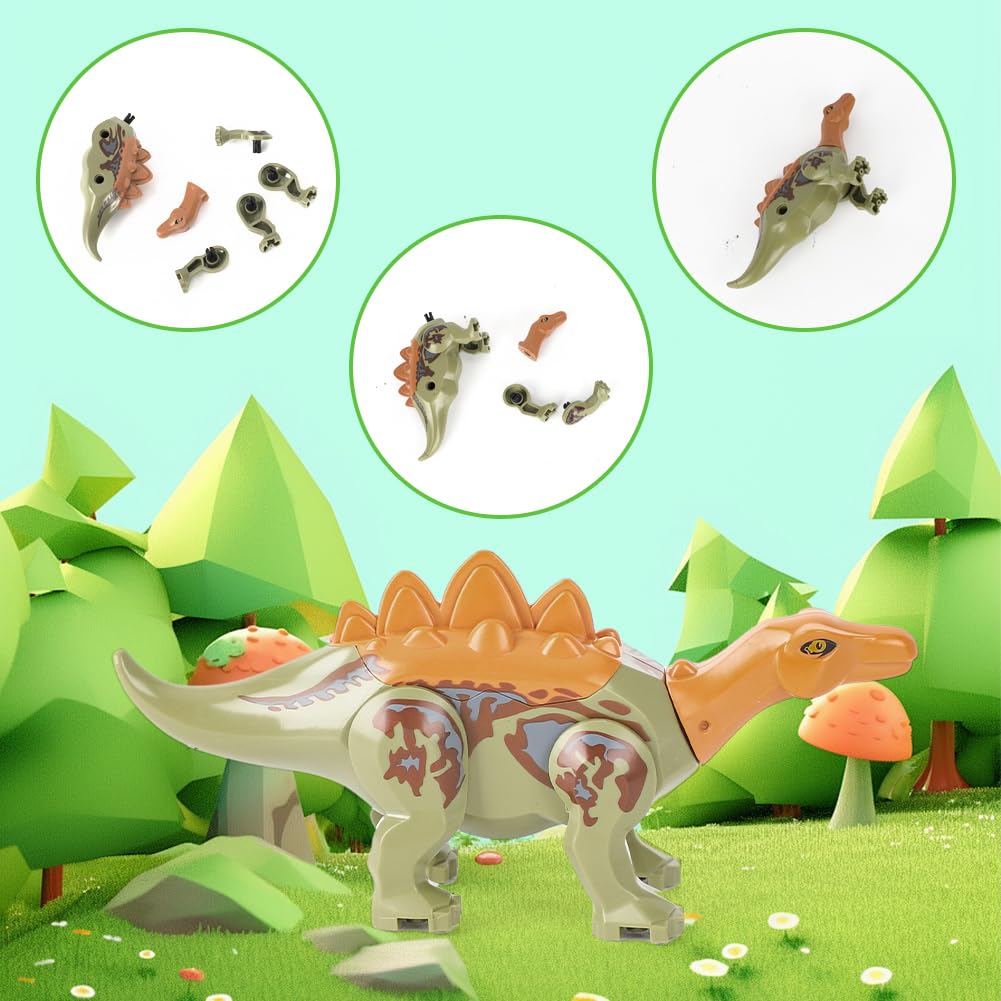 CEWROM Dinosaurier Block Spielzeug Set,16 PCS Realistisches Dino Figuren Spielset, Jurassic Figuren Spielzeug, Tyrannosaurus Rex Pterodactyl Triceratops Velociraptor für Kinder Lernspielzeug Geschenk