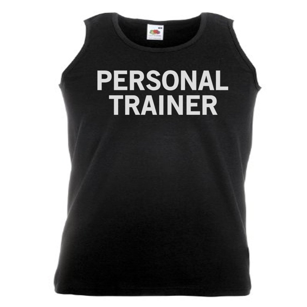 Shaniztoons Men's Black Personal Trainer Adults Gym Weightlifter Bodybuilder Slogan Vest Large