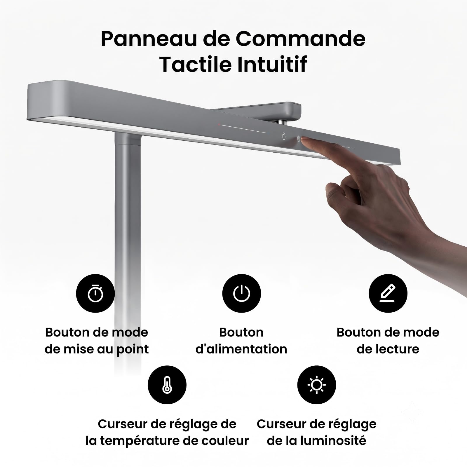 Yeelight Lampe de Bureau LED, Éclairage Respectueux des Yeux, Lampe 60 cm avec 1500 Lux, Réglage 2700-6500K, Variation Continue, Commande Tactile, Matter over Thread, pour Lecture et Travail