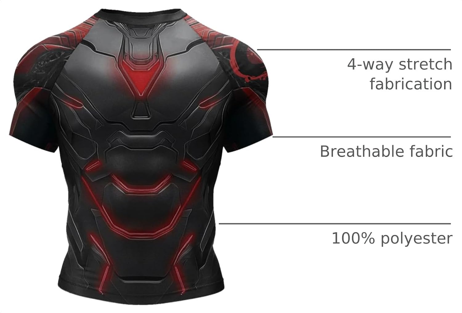 Red Plume Mens Compression Shirts Sports Athletic Short Sleeves Quick Dry Fitness Baselayer Gym Running Workout Pullover Tops