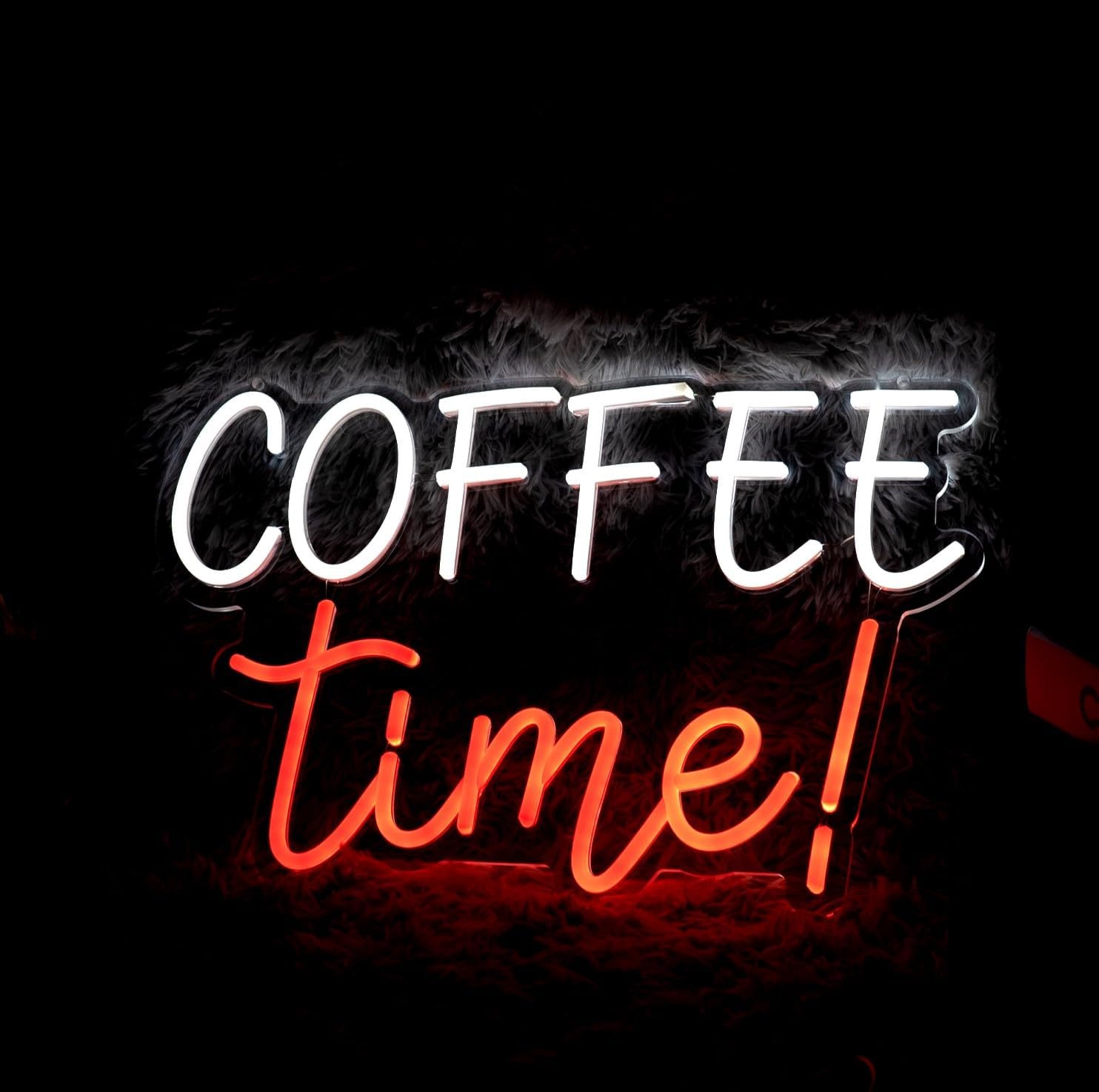 Coffee bar Signs Coffee Sign Wall Art Decor Accessories Led Light Cafe Sign Shop Decorations Backdrop Banner Station Tea Beer Lighted Lamp (24'' Length, Coffee Time)