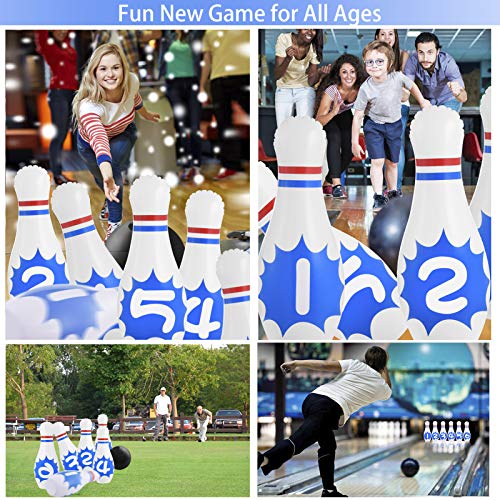 Newtion Giant Inflatable Bowling Set - 6 PCS 24 Inch Jumbo Bowling Pins with 1 PCS 18 Inch Bowling Ball Set,Great on Lawn, Yard, Indoor Use for Kids and Adults - Thumbnail 7