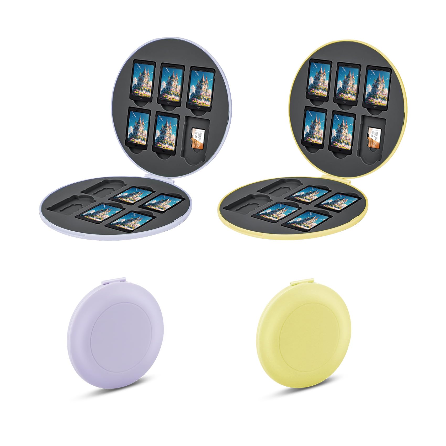 Switch Game Case Holder - 2 Pack Mini Game Organizer Small Portable Traveler Gift Accessories with 24 Cartridge Slots and 24 Micro SD Card Storage, Magnetic Closure, Hard Shell and Soft Lining