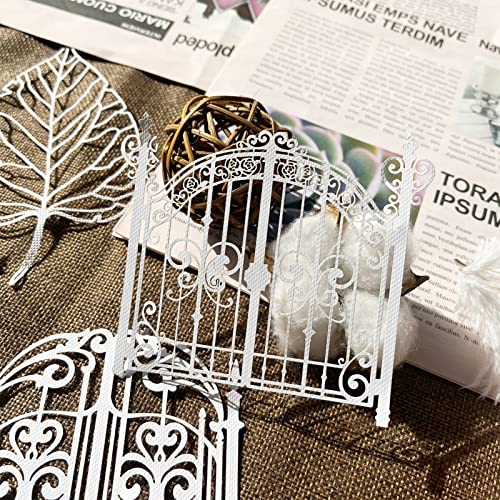 Vintage Scrapbooking Supplies Pack - 40 Pcs Cutout Art Lace Scrapbook Paper Flowers Leaves, Butterflies,Doors, ,White Cutout Decorative Diy Craft Paper Stationery For Junk Bullet Journaling Supplies #TOP6