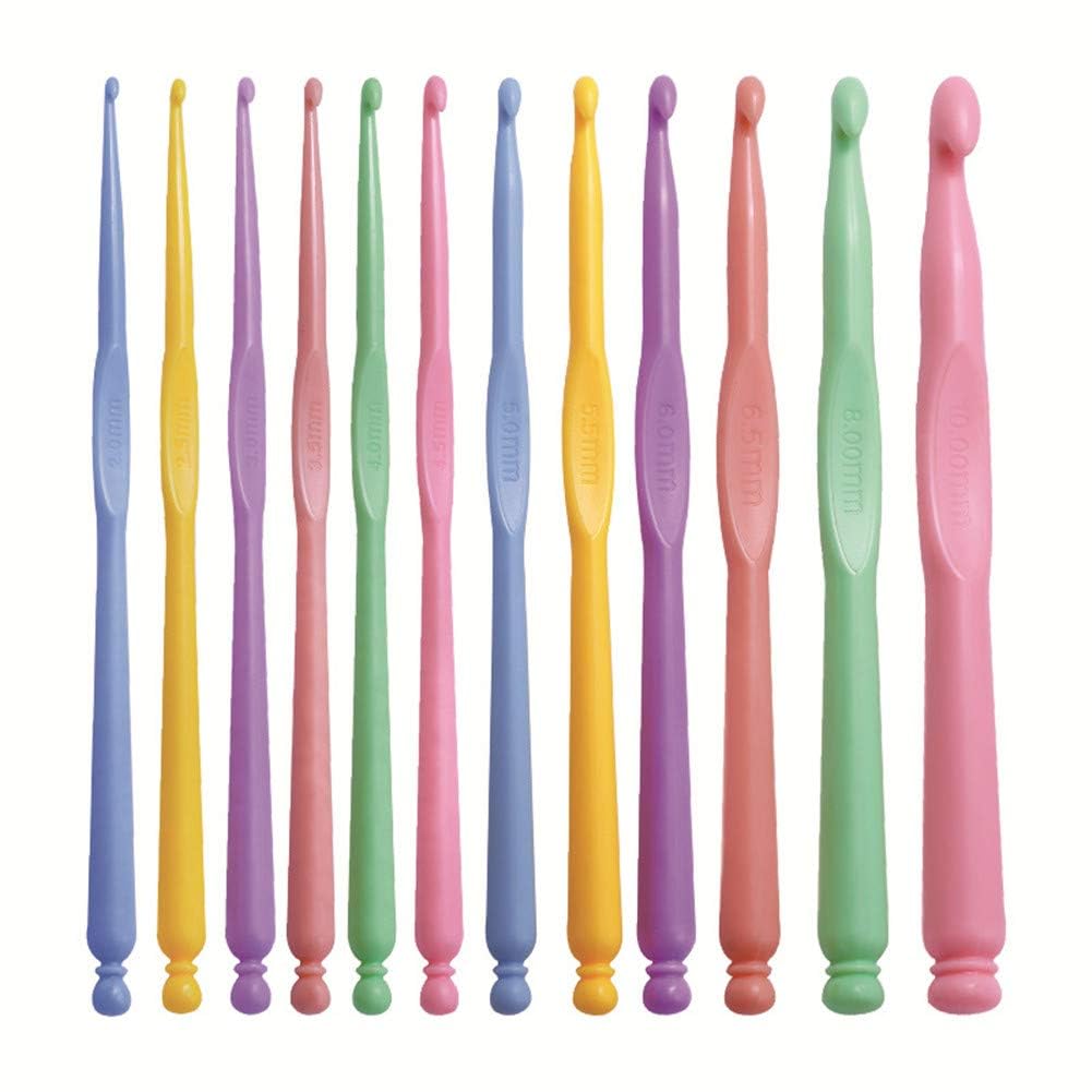 12 Pcs Lightweight Crochet Hooks Crochet Needles Set Ergonomic Crochet Hook Set for Beginners DIY Yarn Weaving Tools Knitting for Scarf Hat Socks etc | 2.0mm - 10.0mm | Plastic | Multicolour-image-10