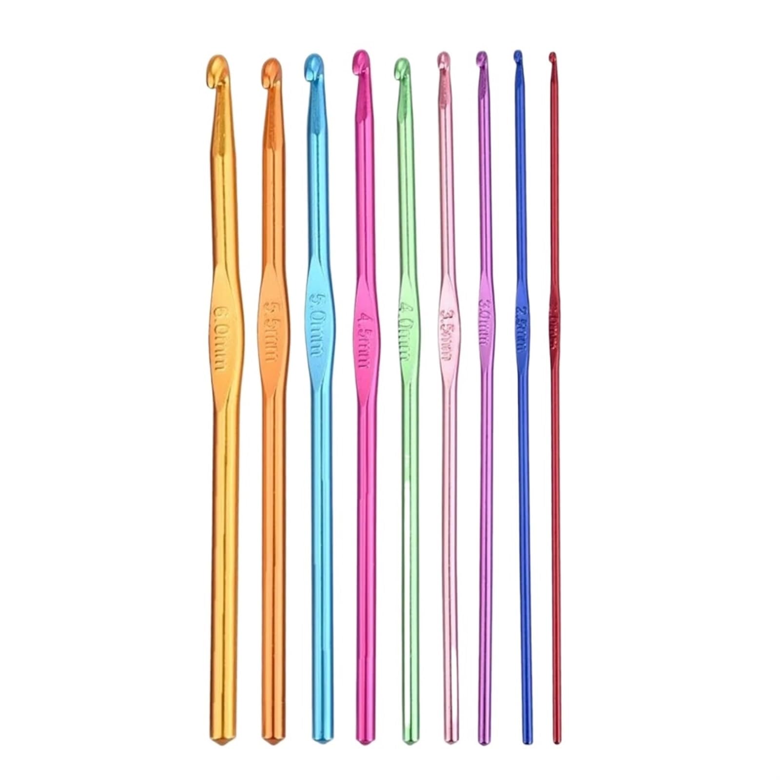 L6NqIAG Crochet Kit Aluminum Crochet Hooks Colored Needles Set Tools for Weaving Knitting(9pcs)