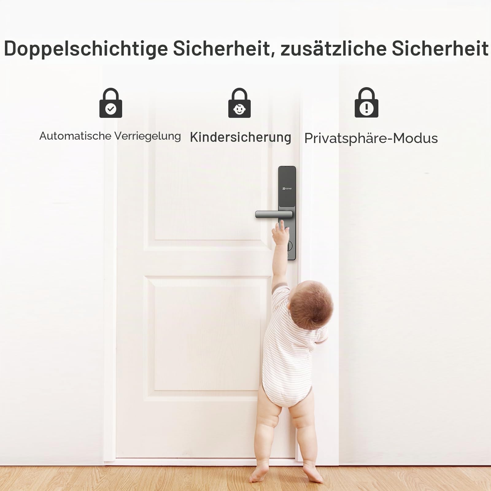 EZVIZ Intelligentes Türschloss DL05, 7-in-1, schlüsselloses Türschloss mit Fingerabdruck-Zugang – sicherer schlüsselloser Eingang, mehrere Entriegelungsoptionen, sofortige Benachrichtigungen