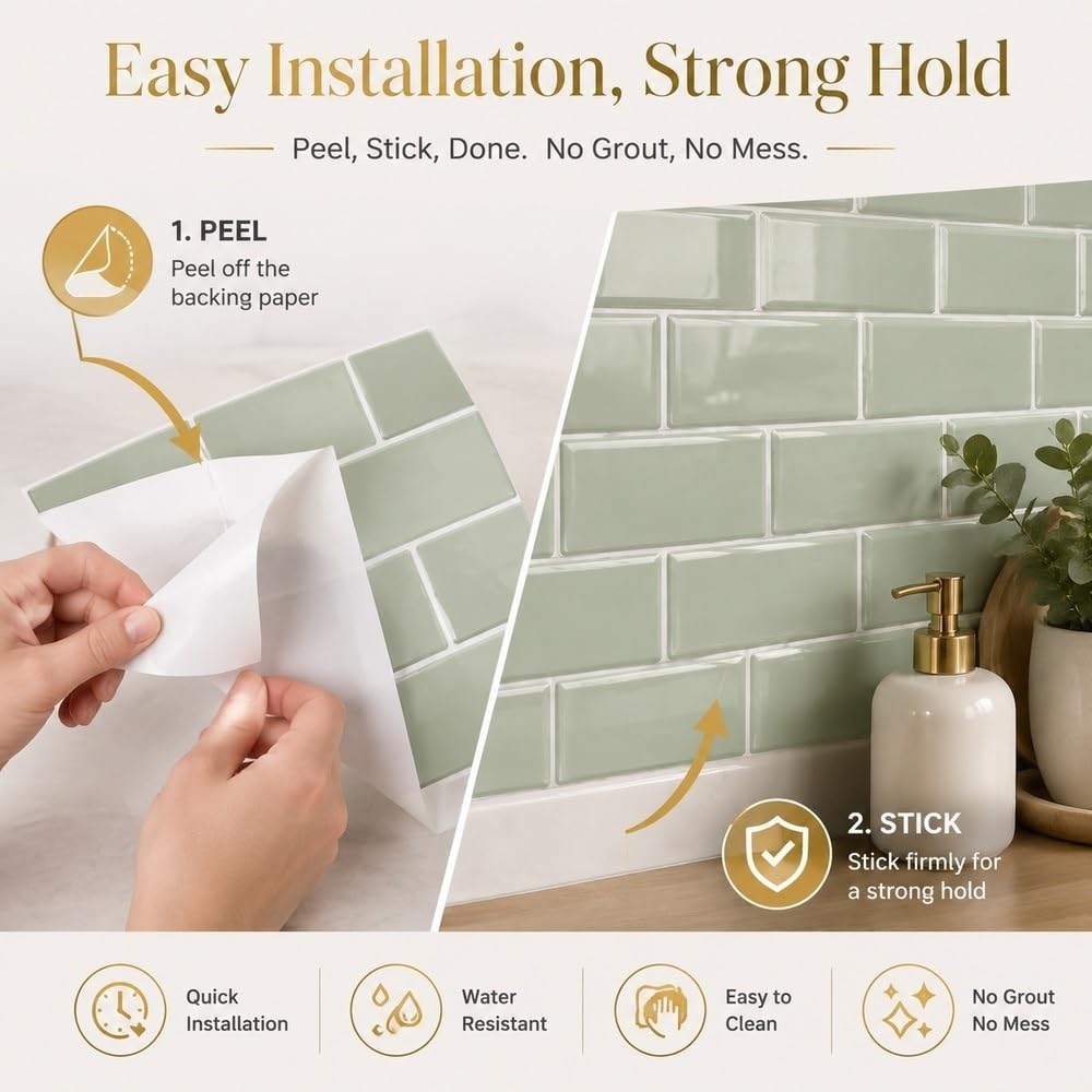 Peel Stick Accent Wall Tile Marble Backsplash Panels