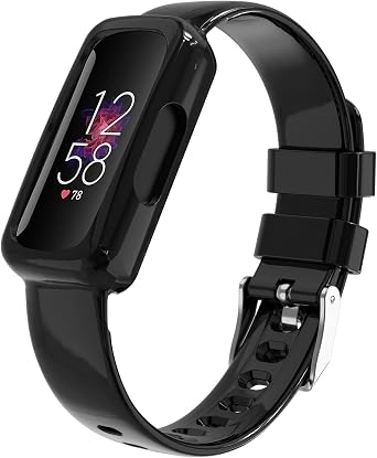 Watch Band Compatible with Fitbit Inspire 2 for Women Men, Clear Wristband with Built-in Protective Case Replacement for Fitbit Inspire/Inspire HR/Ace 2/Ace3