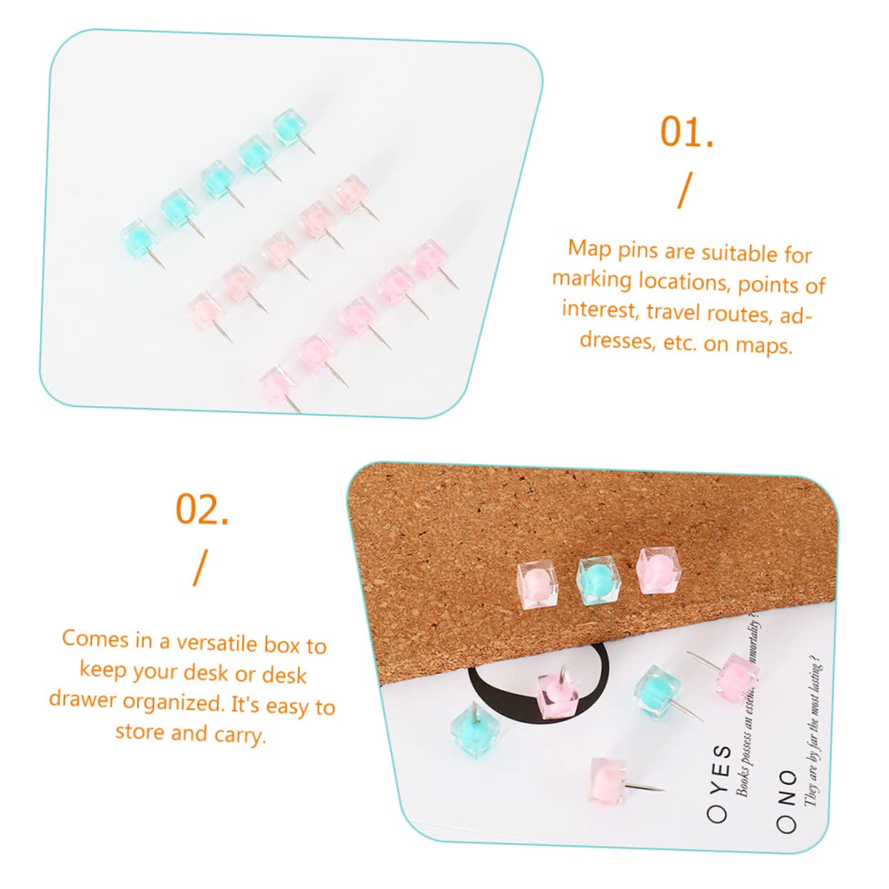 Gadpiparty Chinchetas Coloridas De Pinchos De Multifuncionales para Fotos Pared Tableros De Corcho Y Avisos con Cabeza Cuadrada Y Brillantes 40 Piezas X 5