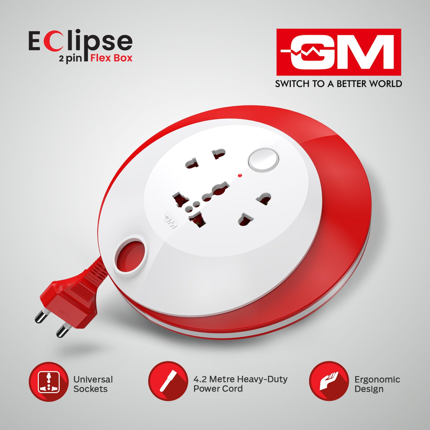GM 3268-2PIN Flex Box 4.2 Mtr. with Indicator & International Socket. — Amazon image 3