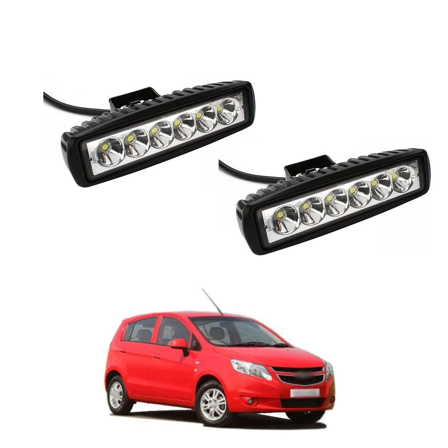 PRIKNIK 6 LED Fog Light/Work Light BAR SPOT Beam Off Road Driving LAMP 2Pc-Compatible with Mahindra Scorpio Type 2 (2008-2014)