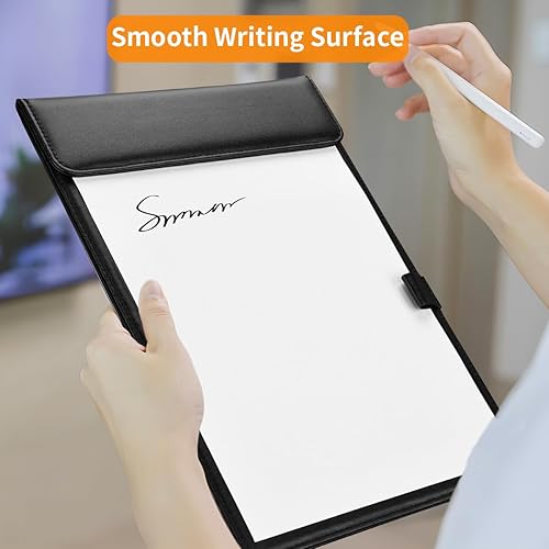 Miniatura 4 de KINGFOM Portapapeles de piel sintética para oficina, clip magnético A4, tamaño carta, con soporte para bolígrafo, para enfermeras, estudiantes,