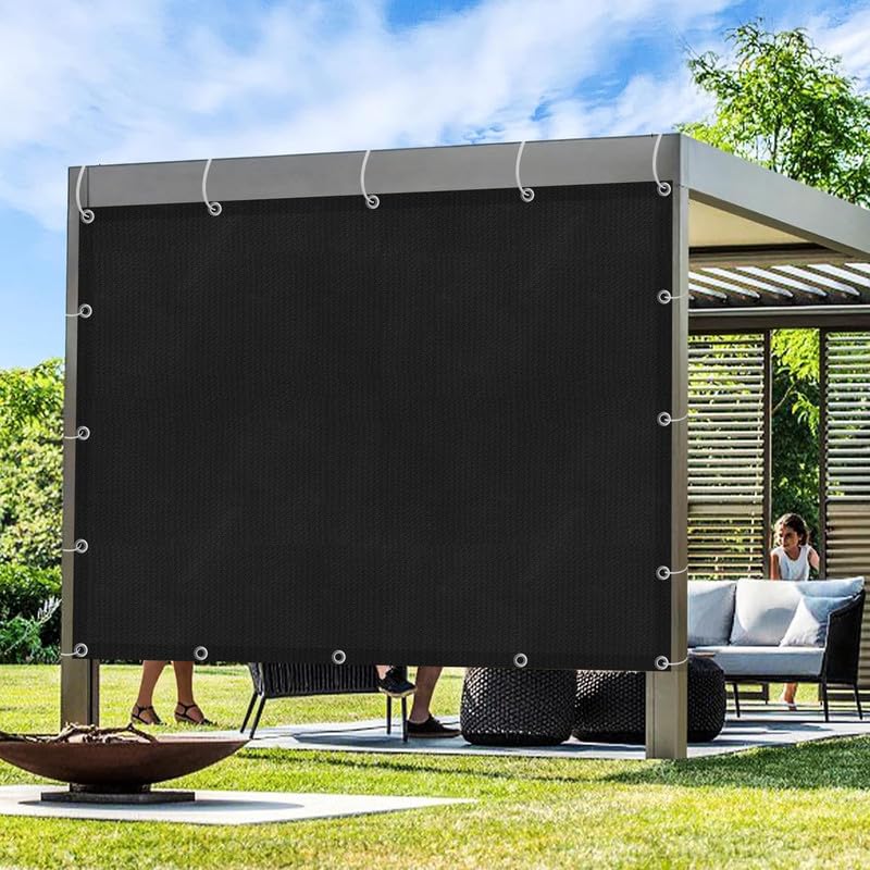 Image of MetDeals HDPE Knitted Balcony Sun Shade Sail Canopy Cover for Outdoor, Garden & Terrace|UV & Sun Protection with Rustproof Eyelet & Cable Tie for Easy Installation(Black, 14x9 Ft)(Pc 1)