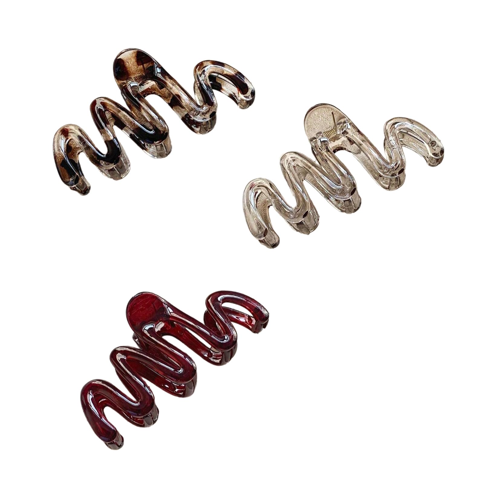 YUXITA 3Pcs Nonslip Waved Hair Clip For Long Hair Strong Hold Hair Accessories Women Resin Hairpiece Barrettes