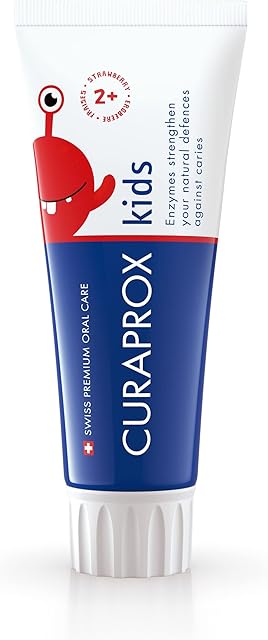 Curaprox Children's Toothpaste CS Kids Strawberry, 60ml - Strawberry Toothpaste for Kids 2 + Years with 950 ppm Fluoride - SLS Free, Microplastic Free & Triclosan Free Kids Toothpaste, Clear