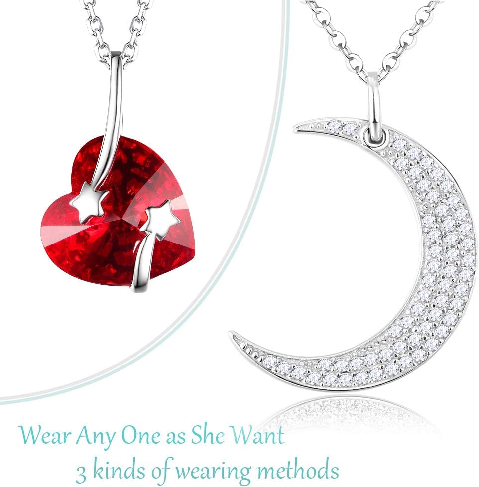 Valentines Day Birthday Gifts Mom Wife I Love You to the Moon and Back Half Moon Necklace Women February March Birthstones Amethyst Aquamarine Jewelry 925 Sterling Silver - Image 3