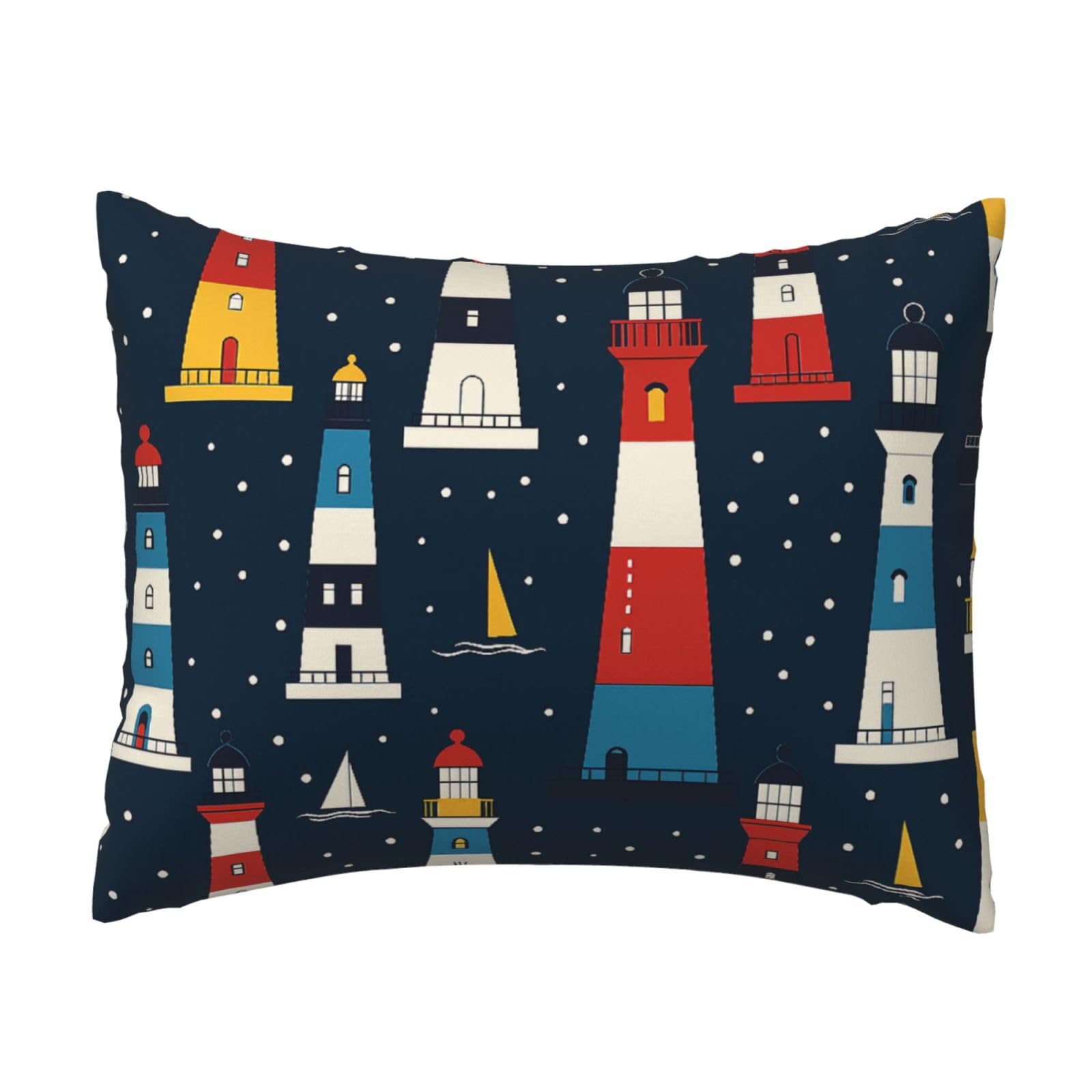 Colorful Lighthouse Pillowcase Soft Plush with Zipper Decorative Pillowcovers 16x20 in