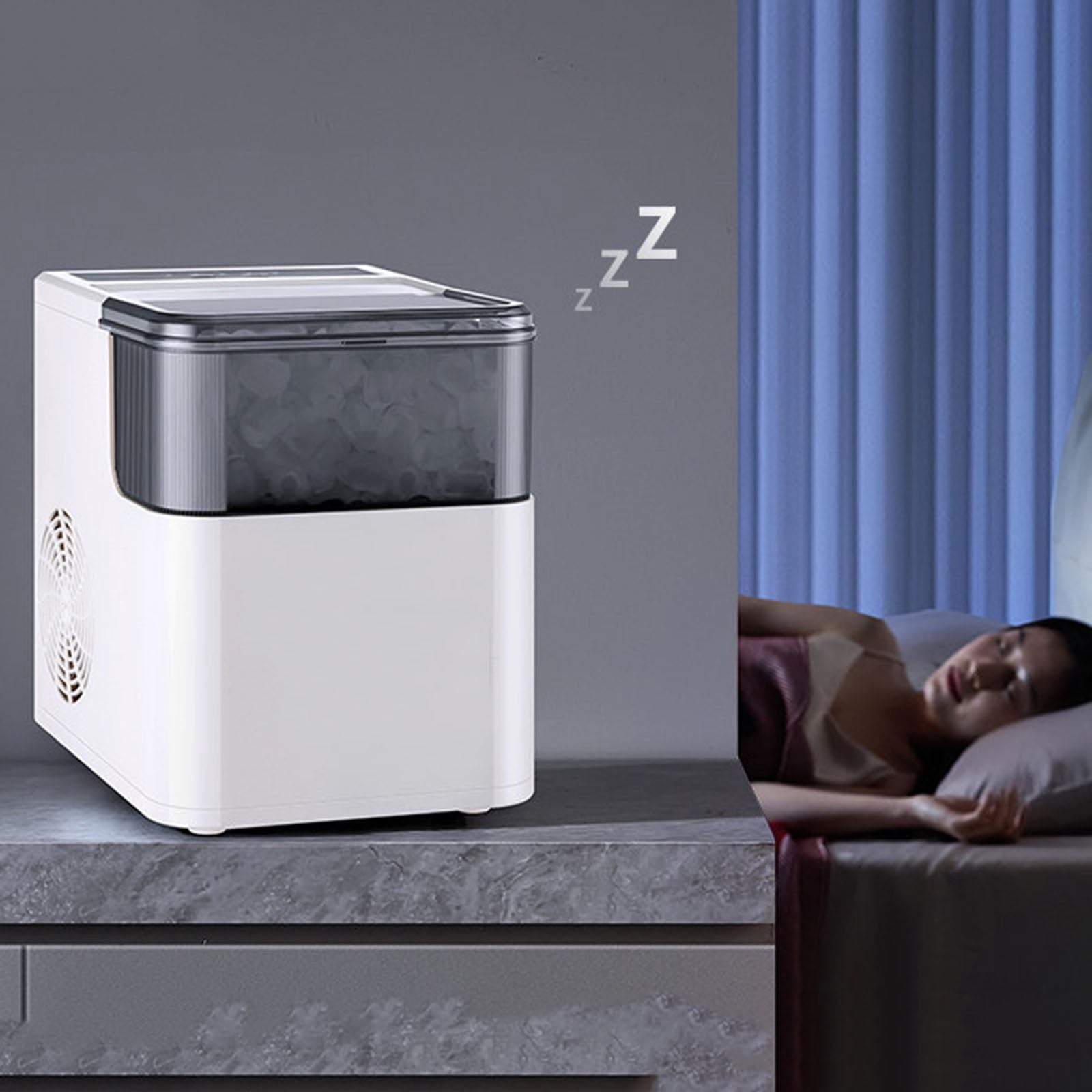 Máquina de Hielo Doméstica, Máquina de Hielo Portátil, Hielo Rápido de 6 A 8 Minutos, Monitoreo Inteligente, Ideal para Oficinas Y Dormitorios(A)