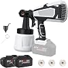 Cordless Paint Sprayer 2 4.0Ah Battery - 21V, Electric Paint Spray Gun for Walls, Fence Paint Sprayer 600mlmin, 1000ml tank, 3 Nozzles, 80 DIN-s, Perfect for Outdoor, Ceiling, Walls