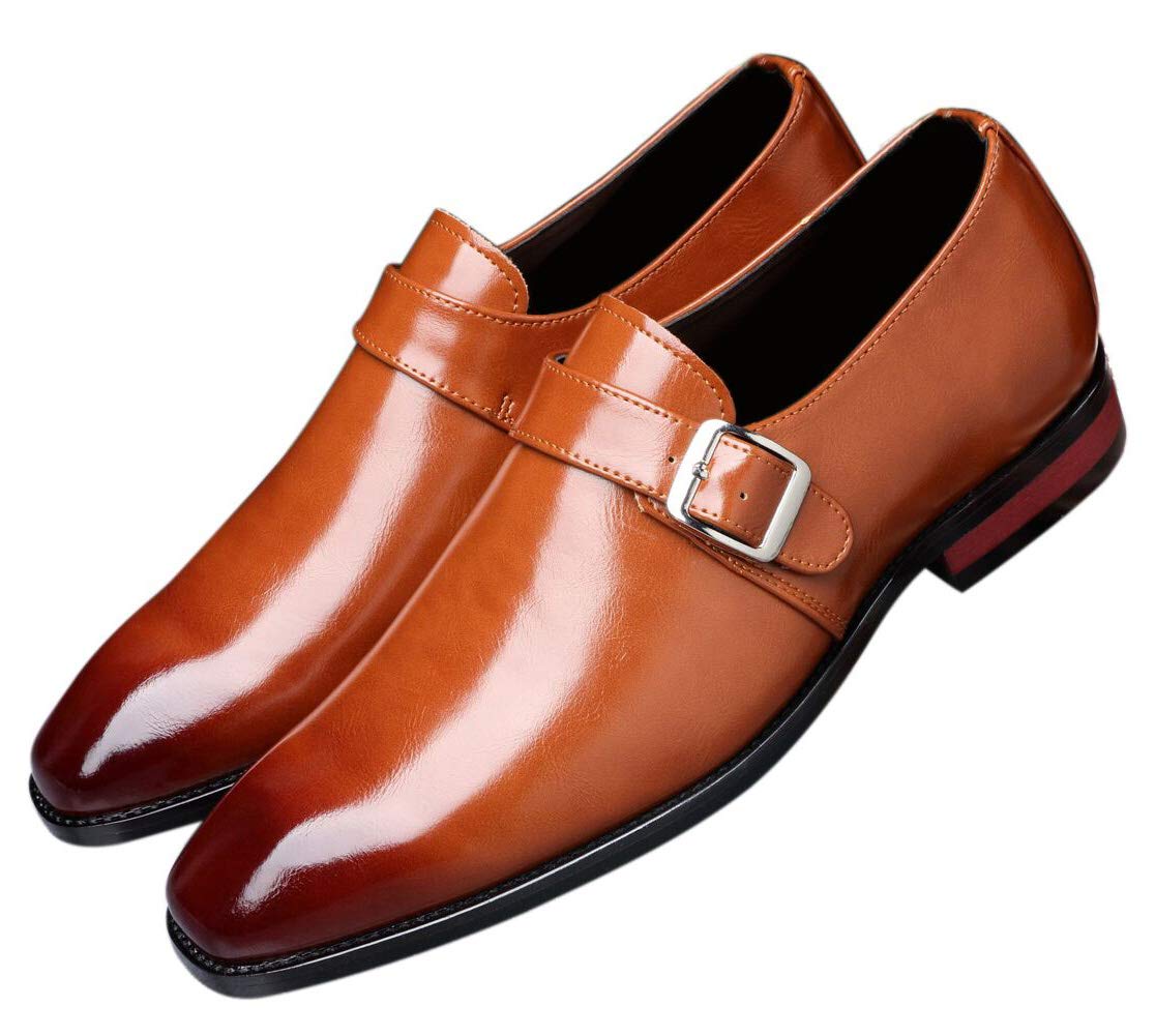 Santimon Mens Dress Shoes Moccasins for Men Slip On Leather Monk Straps Shoes Smoking Slipper Classic Vintage Loafers