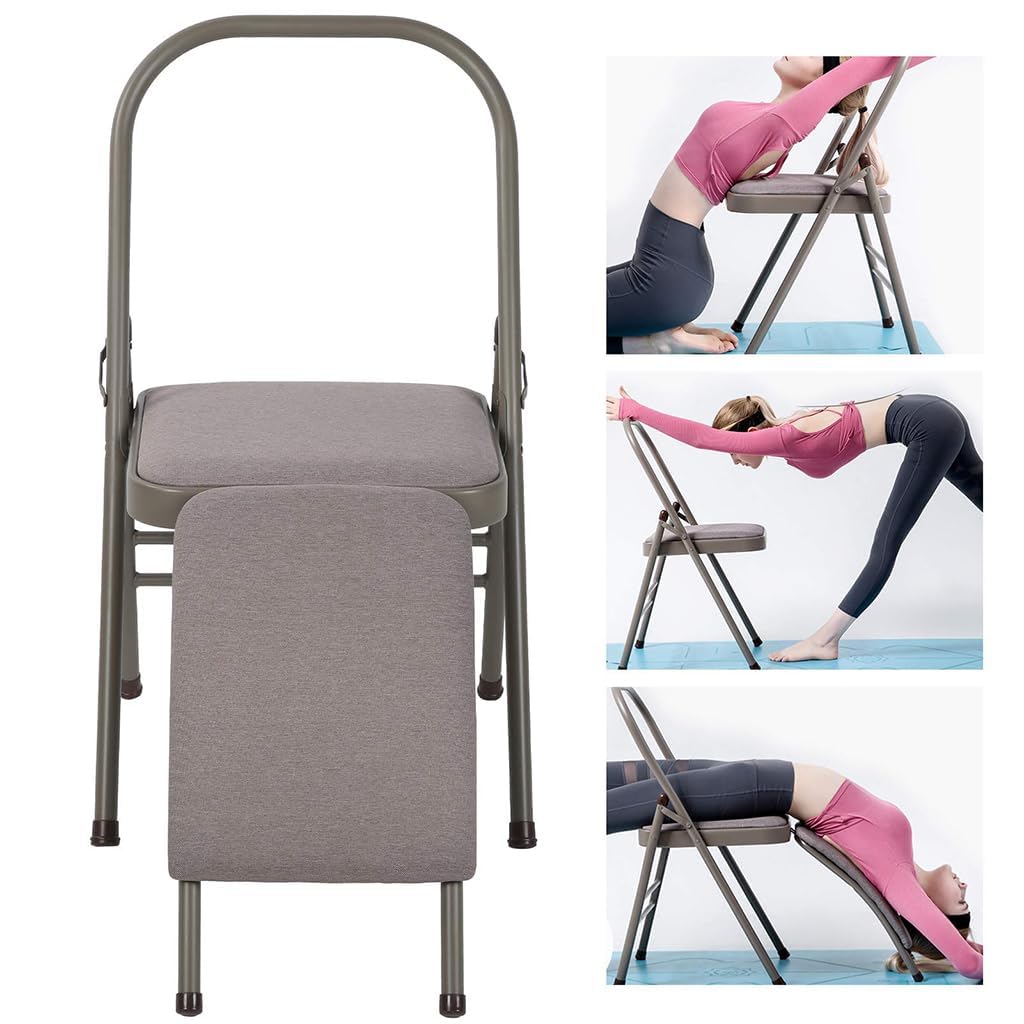 Sedia da yoga con supporto lombare e cuscino rimovibile, per uso domestico, multifunzione, per yoga, pilates e attrezzatura di assistenza all'inversione