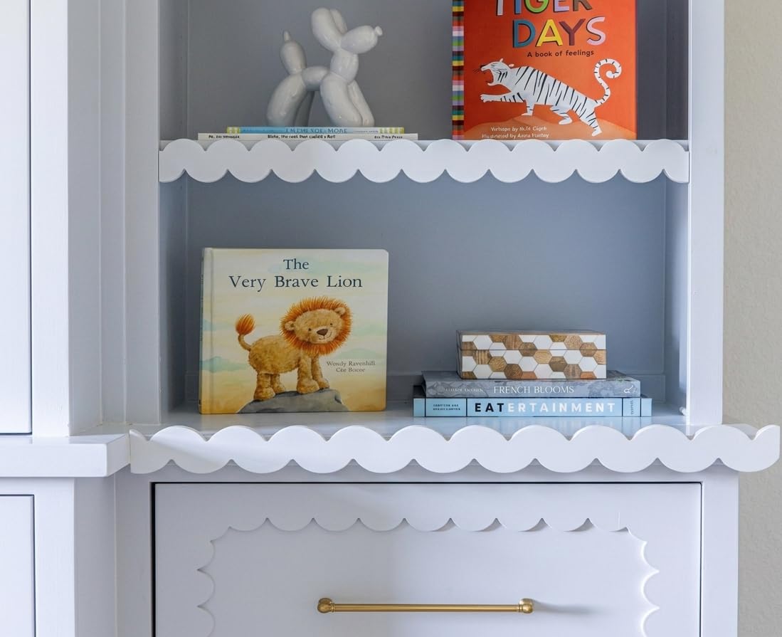 Moldura de madera festoneada – Kit (secciones de 40 cm) – Friso fresco diseño para habitación infantil, borde de pared estilo bohemio y escandinavo – Madera en bruto lista para pintar (10)