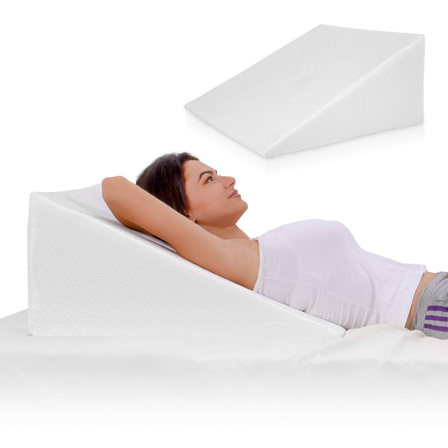PumPum Bed Wedge Pillow with Memory Foam Top Reduce Back Pain