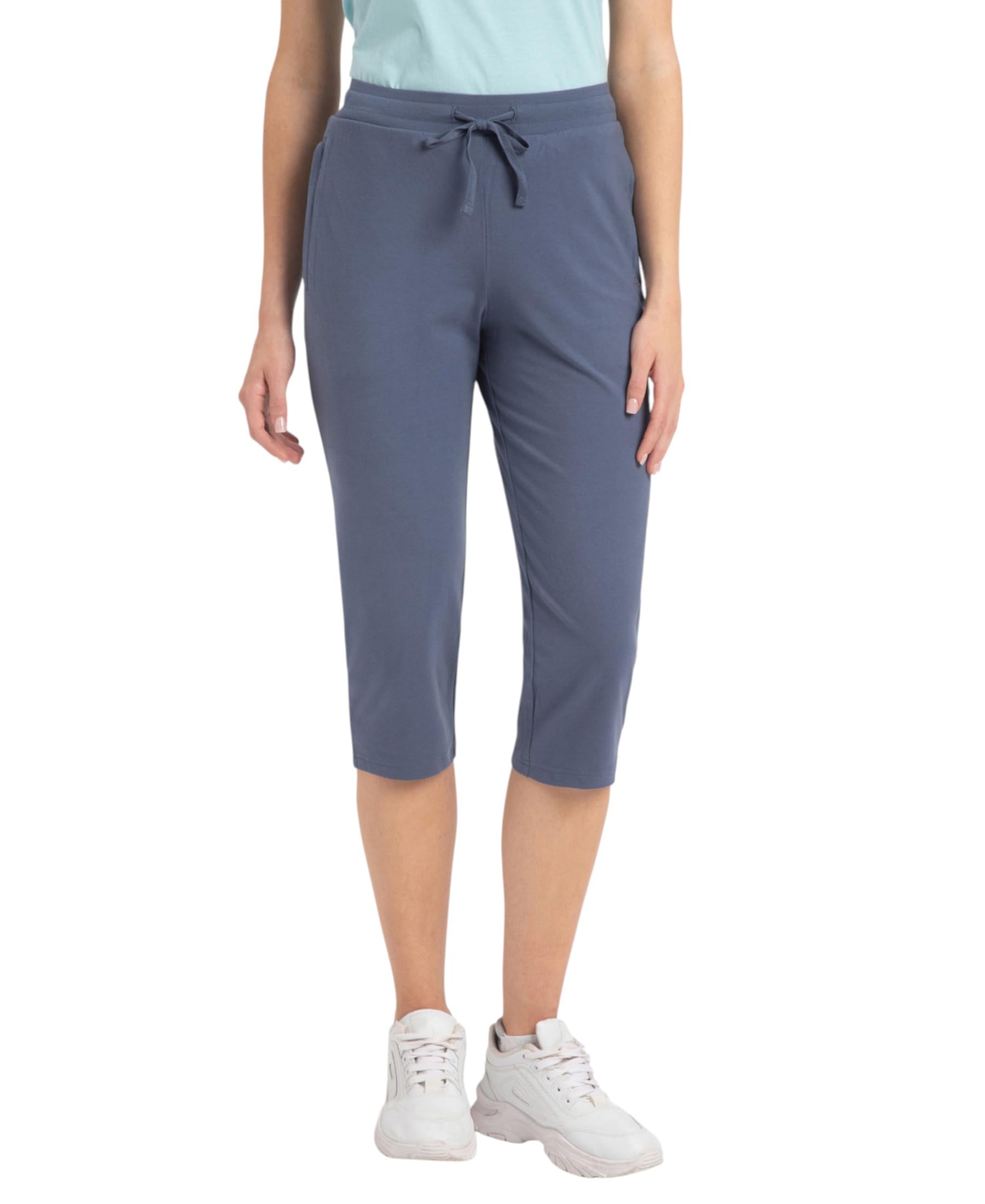 jockey 1300 Women's Super Combed Cotton Elastane Stretch Slim Fit Printed Capri with Side Pockets-picture-31