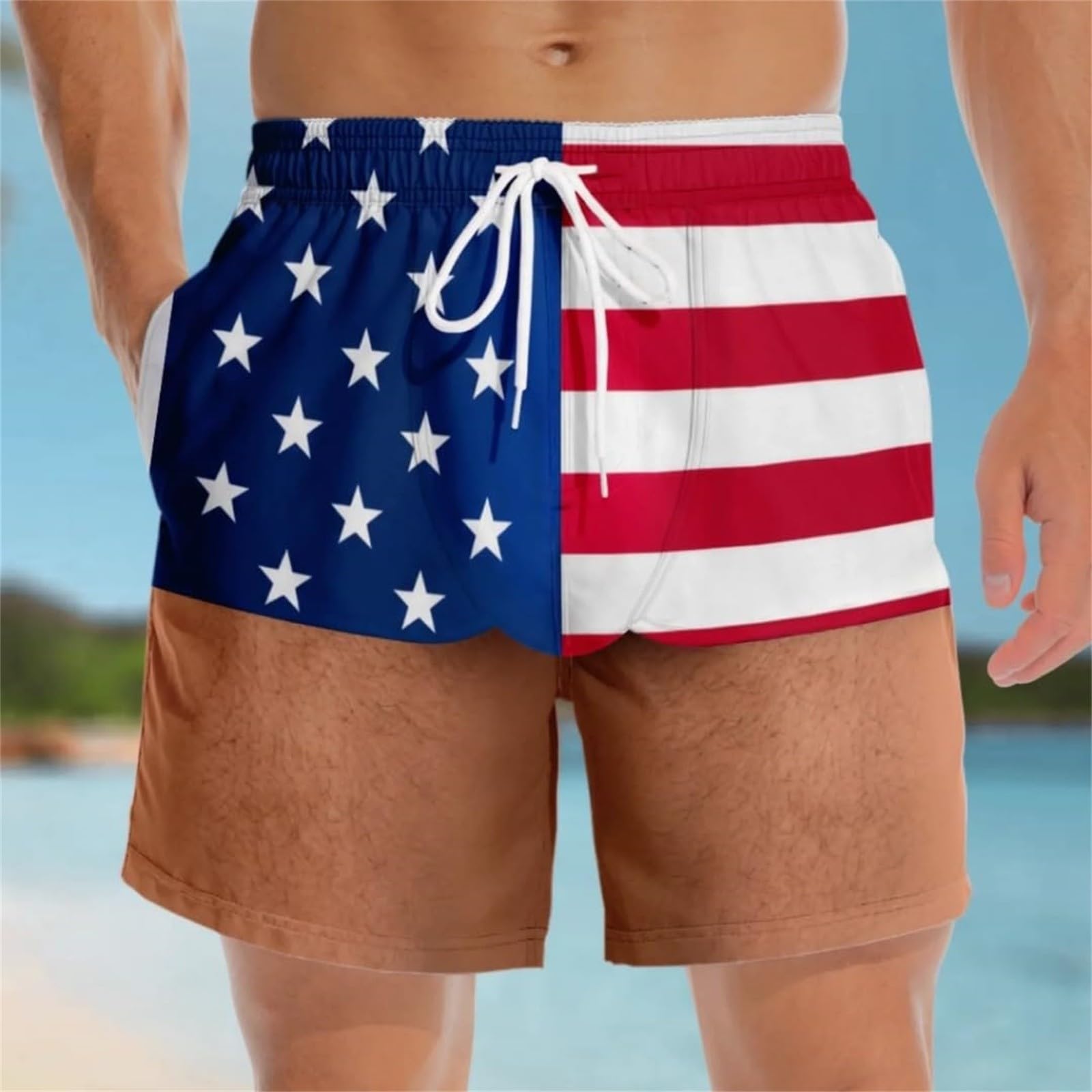 CHUNOTU Swimming Shorts Men 2026 Funny Flag Hairy Big Booty Swim Trunks, A01-hot Pink - Image 2
