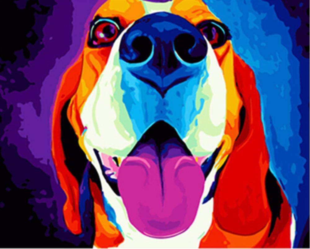 Peinture par numéros chien coloré toile peinture à l'huile salon 40x50