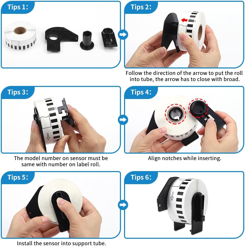 MarkDomain - DK-2210 Label Compatible Brother Continuous Length 1.1" x 100' White Paper Tape Roll (29mm x 30.4M) Work with QL-810W QL-820nwb Printers - 10 Rolls + 1 Frame - Image 7