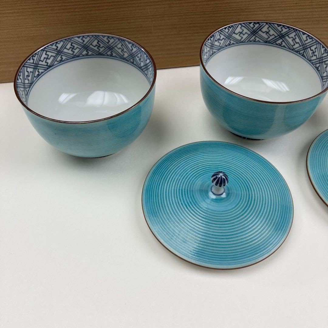 【松峰】茶碗 Amazon.co.jp: 平安 松峰造 淡青交地 蓋茶碗 茶碗 お茶 京都 京焼 松峰