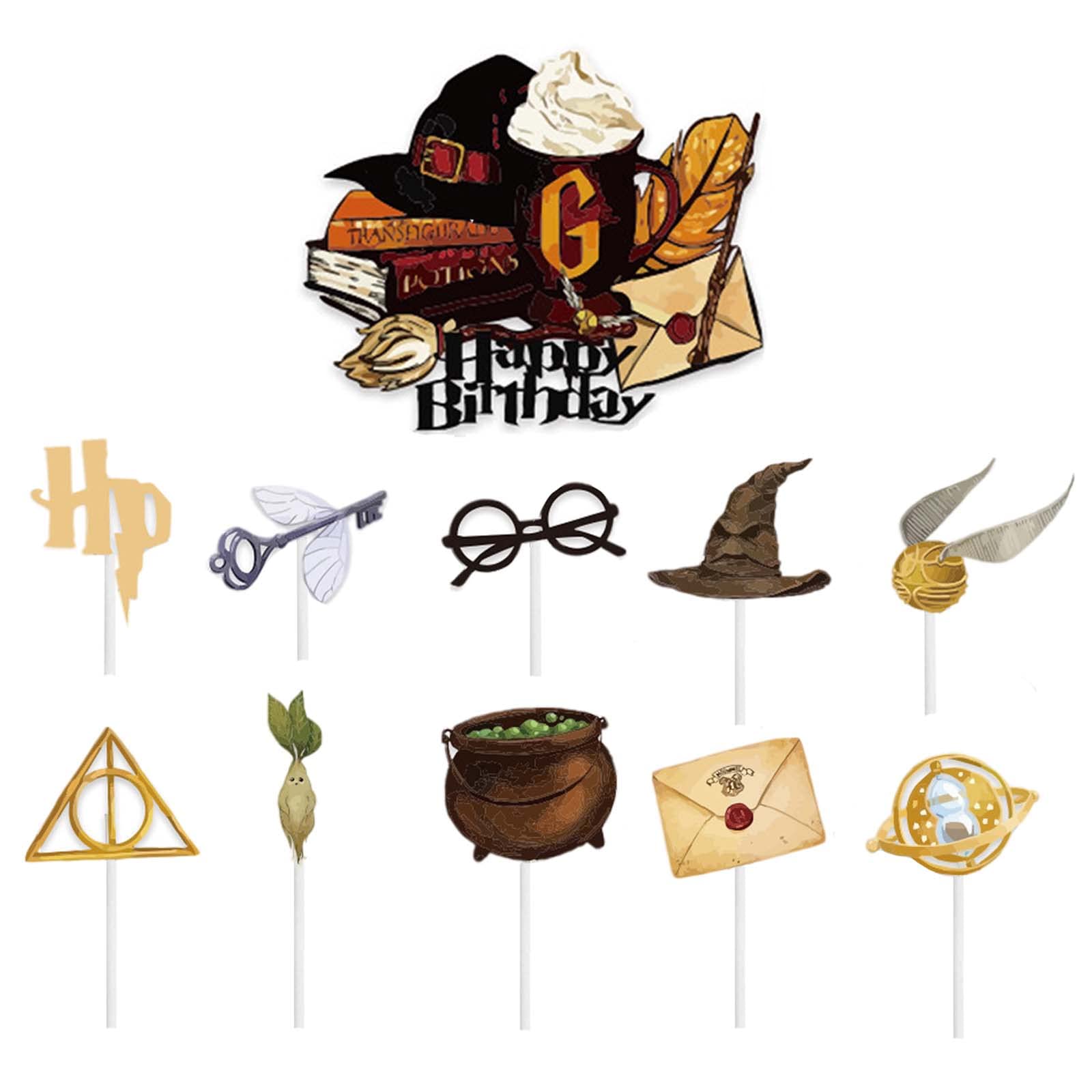 11Pc Harry Potter Happy Birthday Cake Toppers,Harry Potter Cake Toppers for Boys,HarryPotter Birthday Cake.Decorations Cupcake Toppers.for Girl,Kids,Men.Birthday HarryPotter Theme Party Supplies