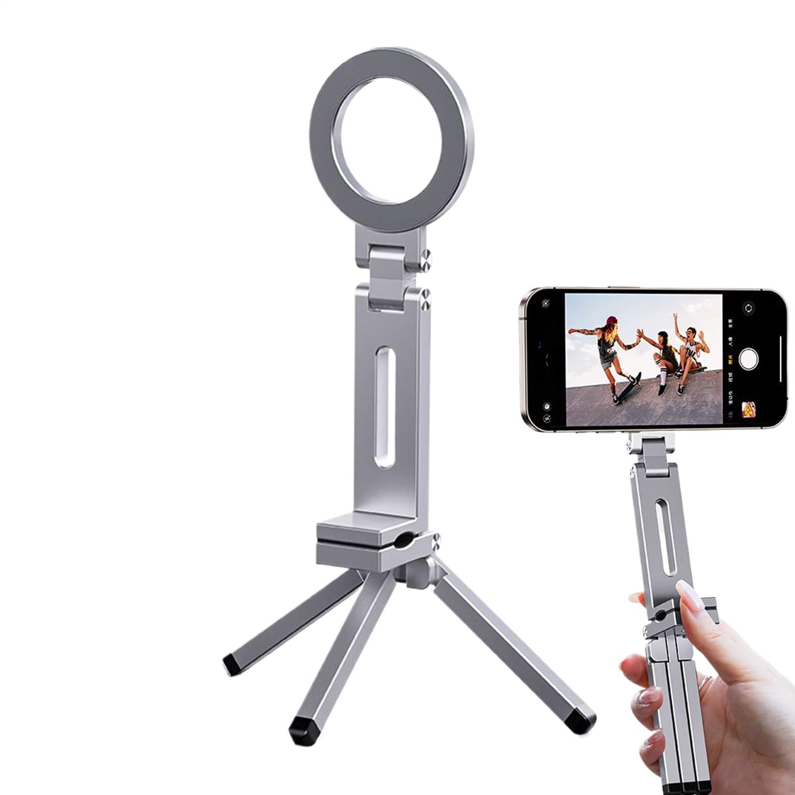 Treppiede Magnetico Clip Portatile Pieghevole Girevole | Treppiede Magnetico Tascabile Per Telefono per Casa, Ufficio, Viaggio, Registrazione Video, Selfie, Live