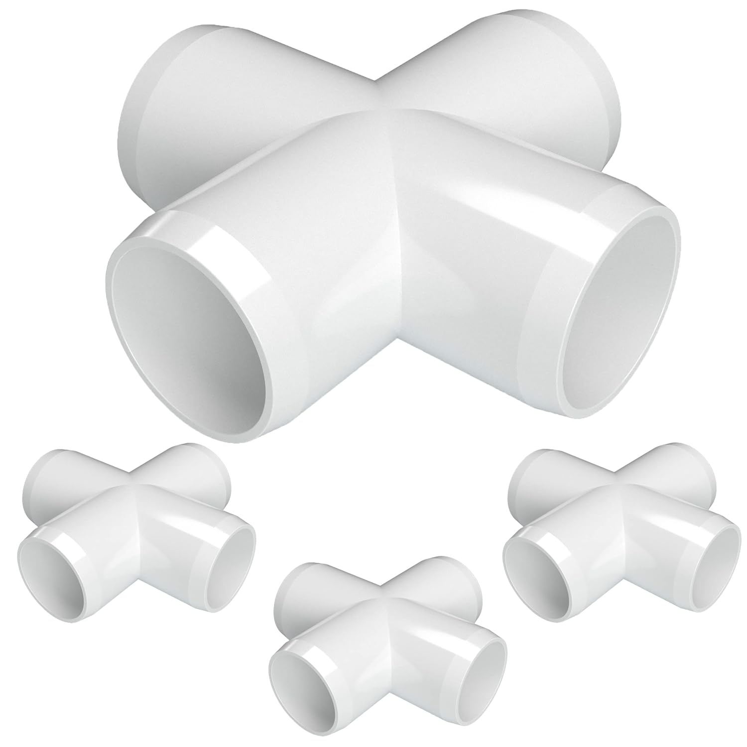 FORMUFIT F112CRX-WH-4 Cross PVC Fitting, Furniture Grade, 1-1/2 Size, White (Pack of 4)