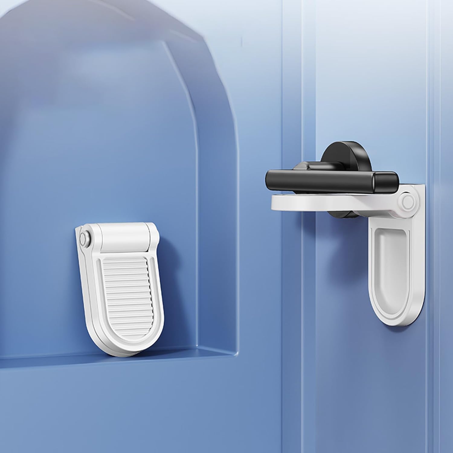 Portable Door Lock Home Security - Dual-Locking Mechanism,No Drilling Installation,Extra Wide Adhesive for Apartment,Hotel Use | Indoor/Outdoor Safety Device for Women & Families（1-Pack ）