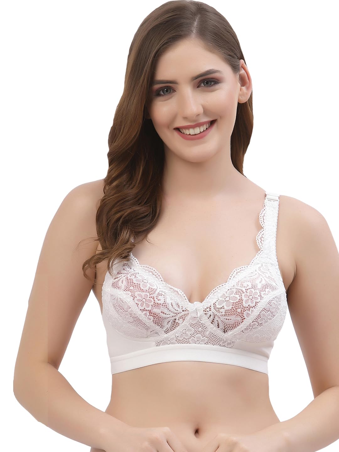 floret Women's Non Padded/Non-Wired & Full Support/Regular Back Lace Bra-picture-20