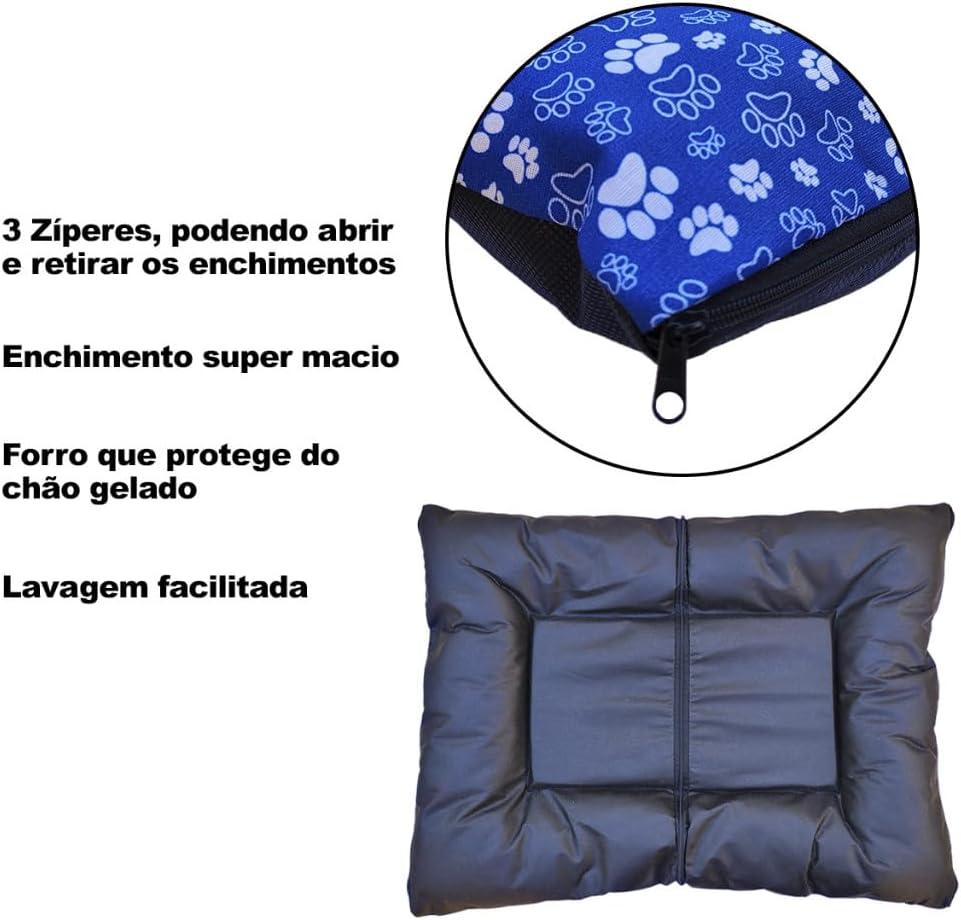 Cama Pet Tamanho G - 70 x 58 cm - Colchonete Macio Para Cachorro ou Gato Caminha Pet Lavável com Ziper