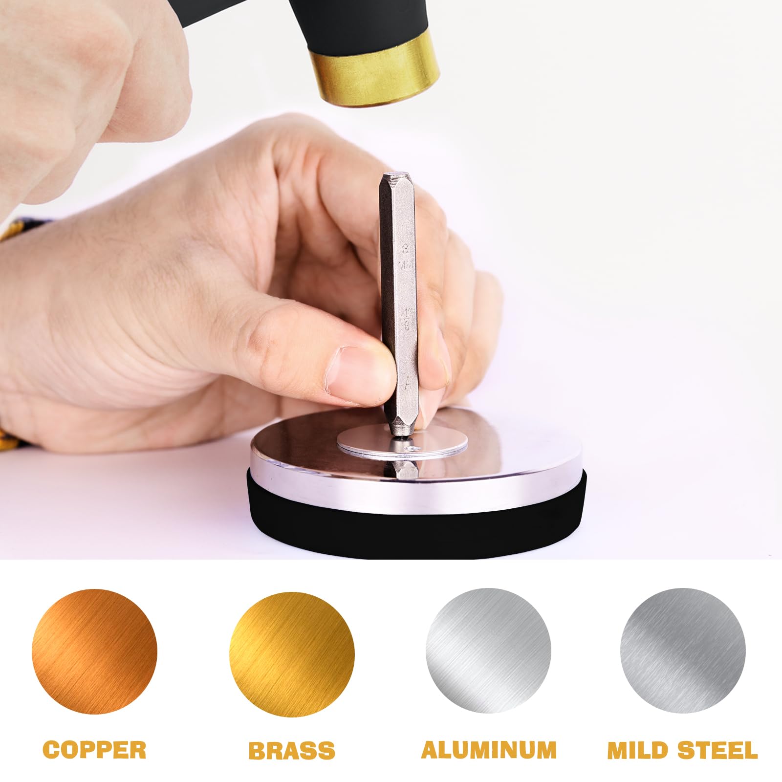 Kit de estampado de metal de 63 piezas, fuente artística de 3 mm, sellos de metal para hacer joyas, juego de sellos de números y letras (A-Z, A-Z, A-Z, 0-9) con estuche de almacenamiento